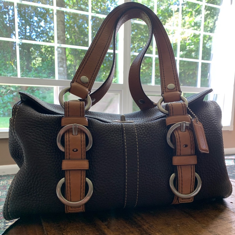 Coach Chelsea Kiss Lock Handbag Brown/Silver